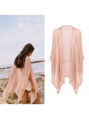 Resort | Nordstrom Blush Lightweight Knit Kimono | Open Front Cover Up Shawl OS